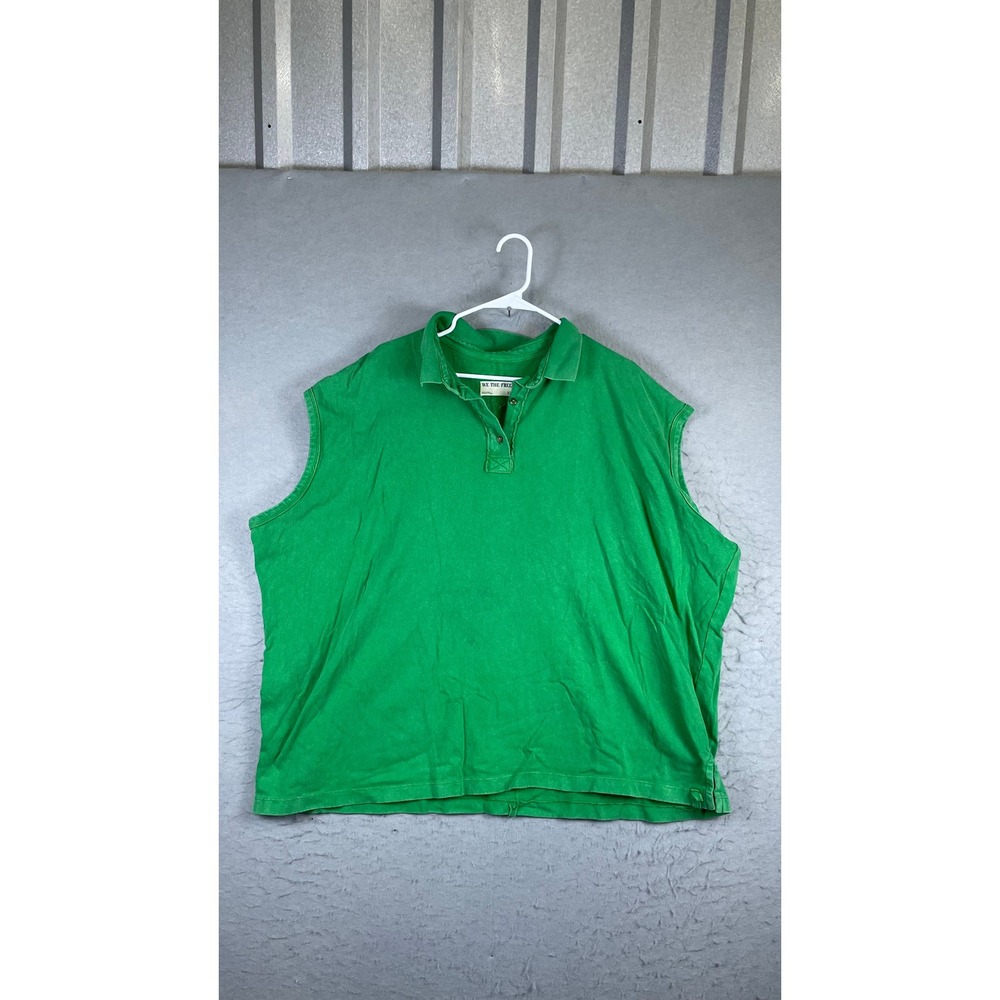 We The Free Sleeveless Polo Men XL Green Good Raw Edge Casual Top